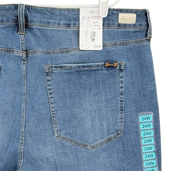 Seven7 Women's Weekend Easy Fit Stretch Blue Denim Shorts Plus 24W Raw Hem NWT - Picture 3 of 11